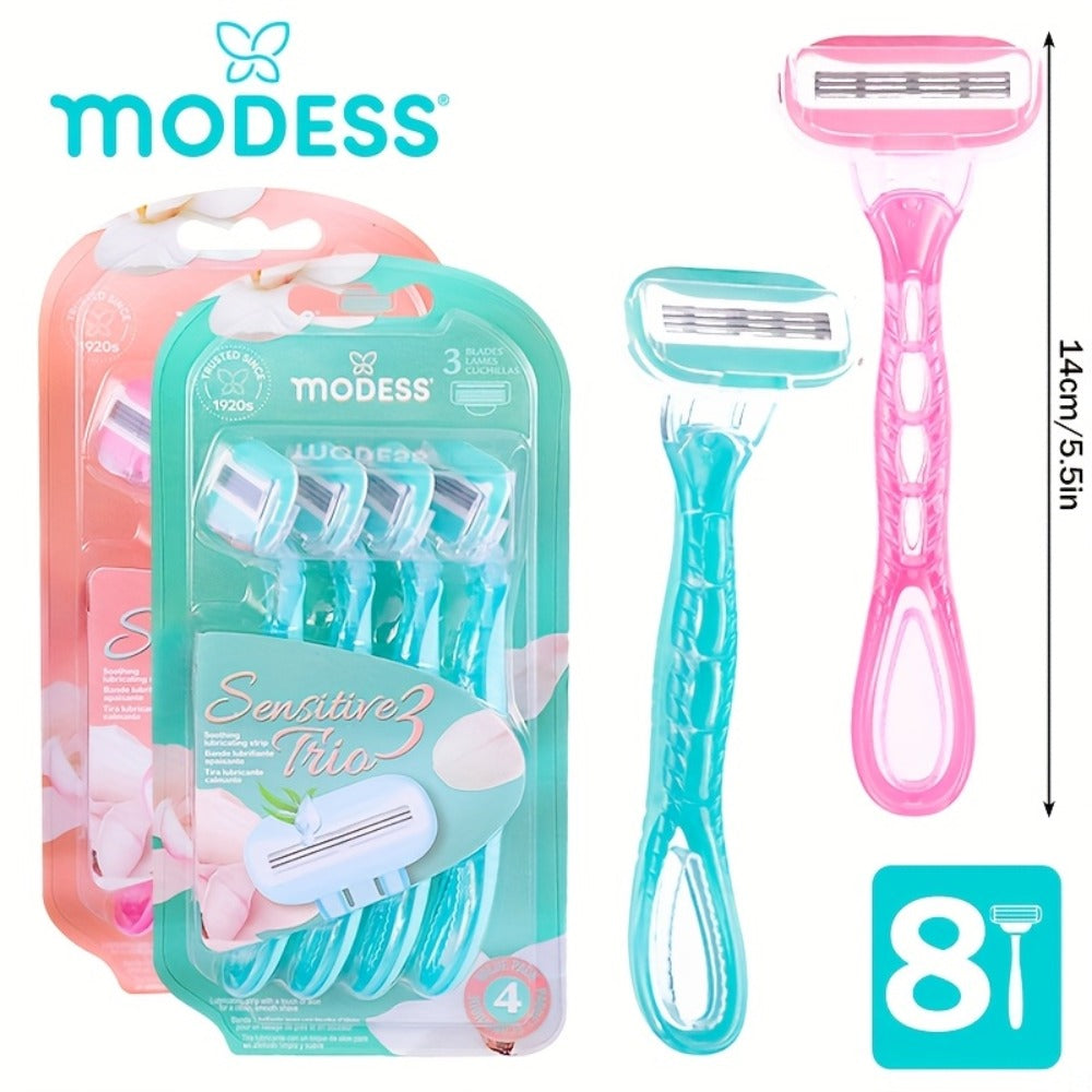 Sensitive Skin Disposable Razors for Women Pastel Teal Blush Pink 4-Pack & 8-Pack Smooth Close Shave Legs Underarms Protective Blade Cap