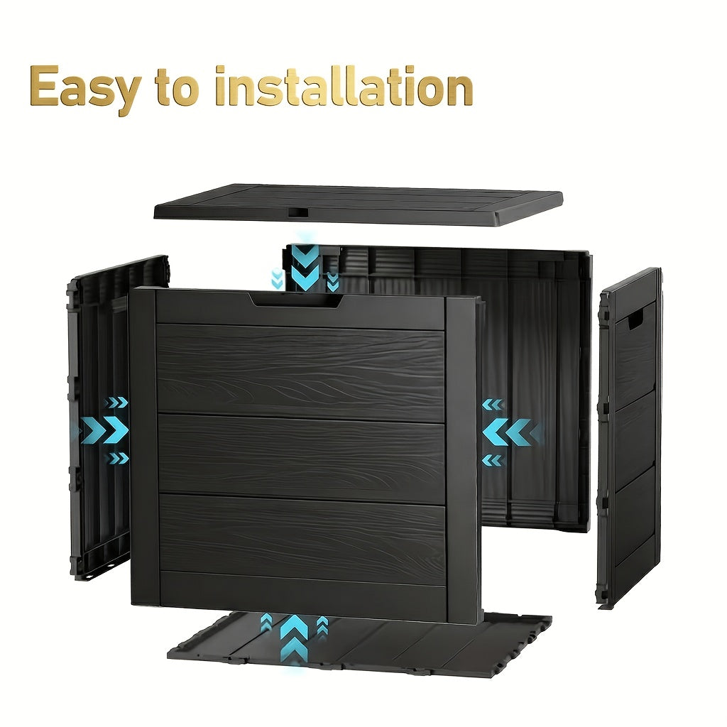 Deck Box Flip Top Resin Secure Lid | Patio Pool Backyard Cushion Garden