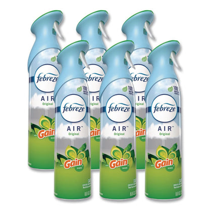Febreze AIR Gain Original Air Freshener Spray 8.8oz 6-Pack Carton, Odor Eliminator, 100% Natural Propellant