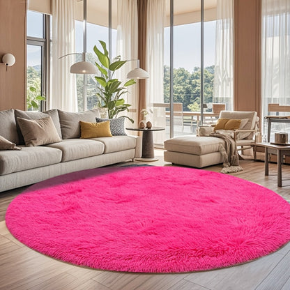 Area Rug Fluffy Faux-Fur Shag in Solid, Tie-Dye and Ombre Colors with Six available Room Sizes