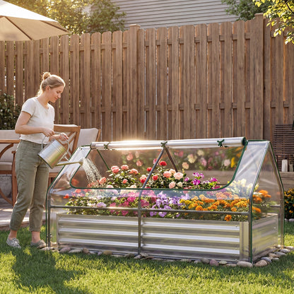 Raised Garden Bed with Greenhouse Cover 3-in-1 for Garden, Patio and Yard Use, with the Listed Configuration