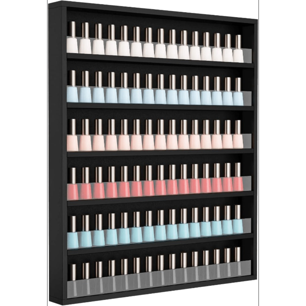 Wall Mount Nail Polish Rack Organizer 6 or 10 Tier with Acrylic Baffle Salon Display Shelf for Gel Polish