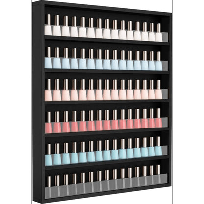 Wall Mount Nail Polish Rack Organizer 6 or 10 Tier with Acrylic Baffle Salon Display Shelf for Gel Polish
