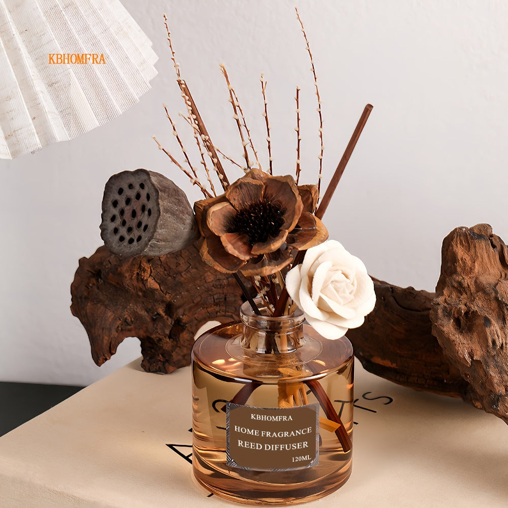 Reed Diffuser Set with Dried Flowers, Jasmine, Cedar, Sandalwood & Gardenia Scents, 120ml 90-Day Home Fragrance