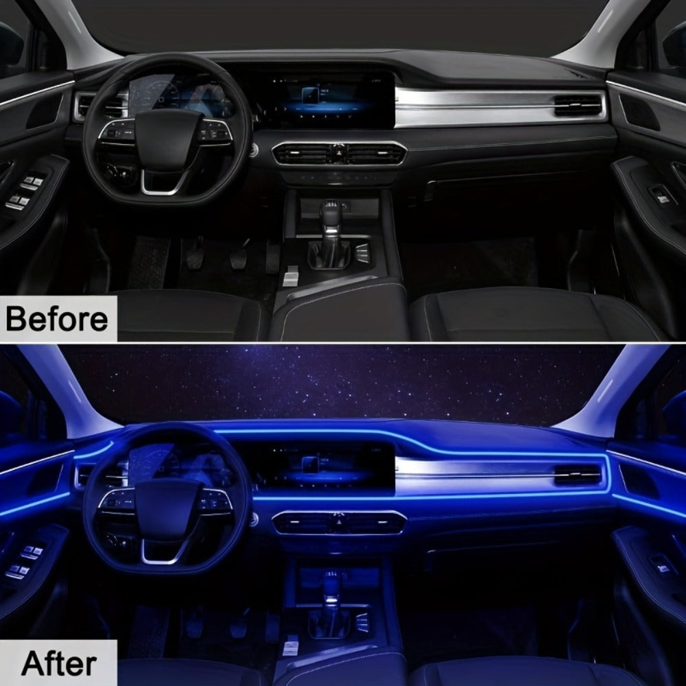 Three-Meter Fiber-Optic Car Interior Ambient Light Strip with App, Remote and Music-Sync Controls