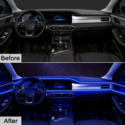 Three-Meter Fiber-Optic Car Interior Ambient Light Strip with App, Remote and Music-Sync Controls