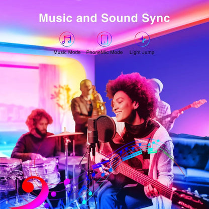 Color Changing LED Strip Lights RGB Music Sync App Remote Control 16 Million Colors Dimmable Timer DIY Smart Light Strip for Bedroom Living