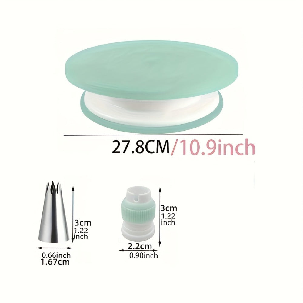 Cake Decorating Supplies Kit 208pcs, Stainless Steel Piping Nozzles Set with Cake Turntable Piping Bags Muffin Cups Chocolate Molds