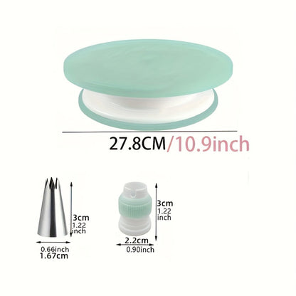 Cake Decorating Supplies Kit 208pcs, Stainless Steel Piping Nozzles Set with Cake Turntable Piping Bags Muffin Cups Chocolate Molds