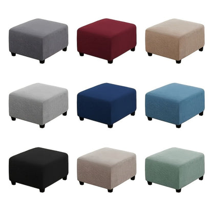 Square Ottoman Cover Elastic Stretch – Polar Fleece Footstool Slipcover with Elastic Band Closure Machine Washable for Home Office Decor
