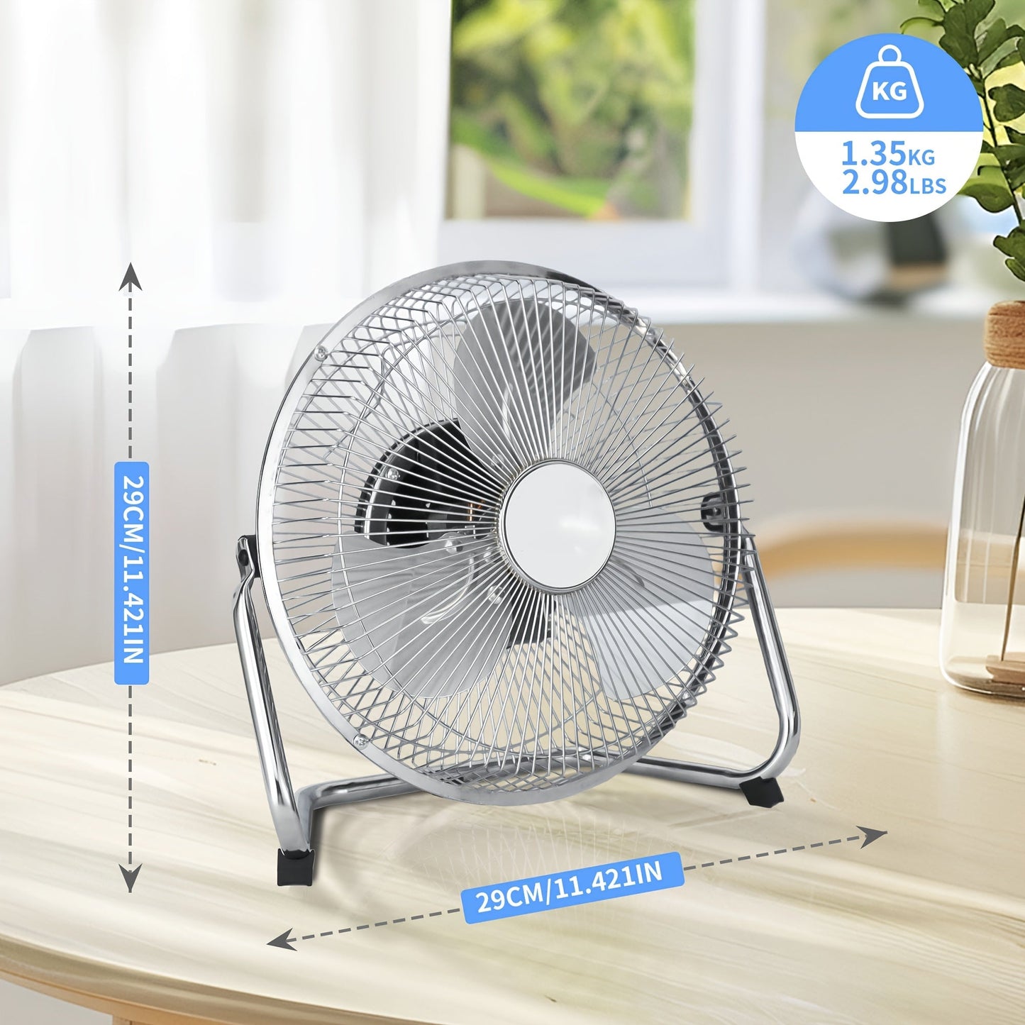 Three-Speed Metal Floor Fan with Tilt Frame in 9-, 14- or 20-Inch Black, Silver or Blue Options