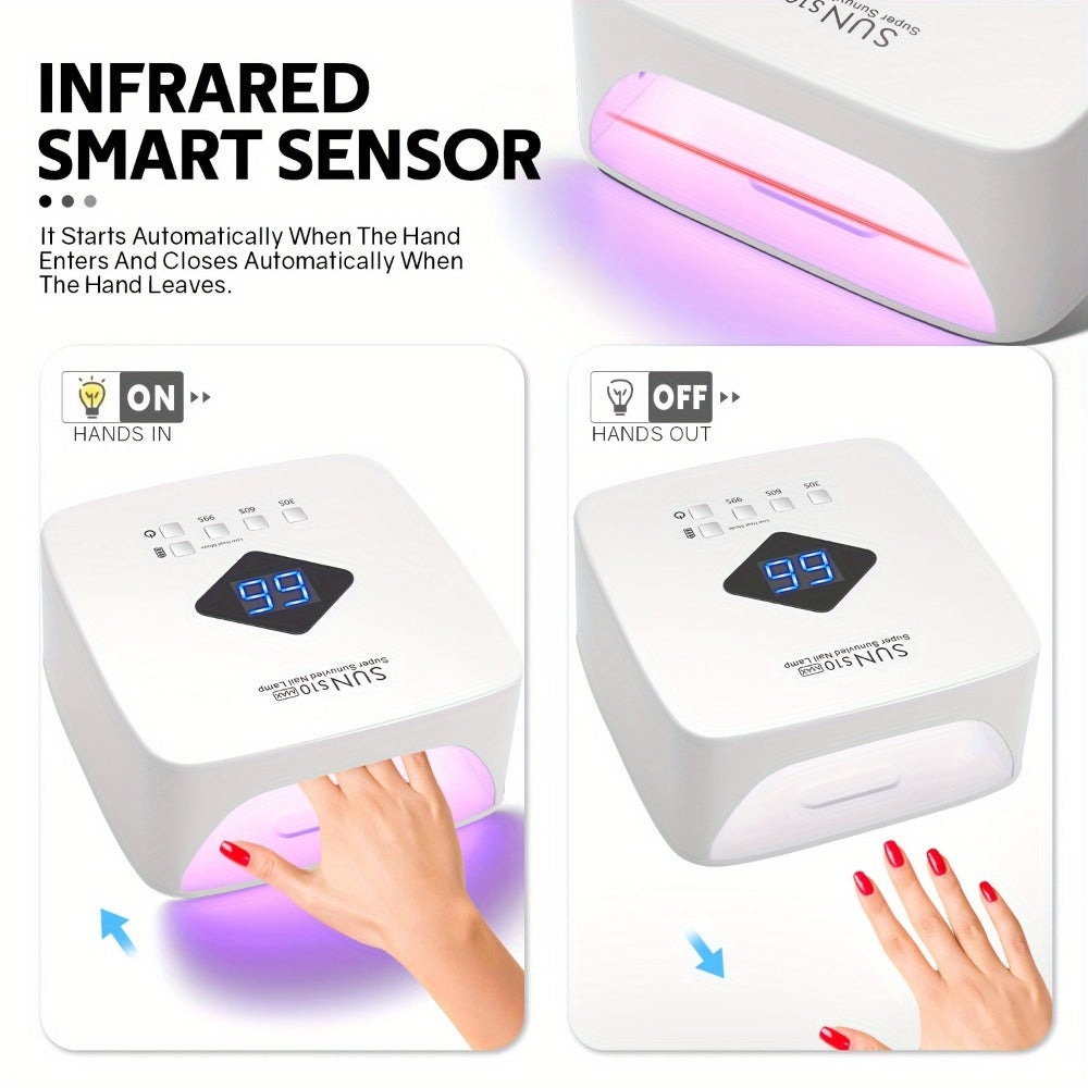 LED Nail Lamp Rechargeable HD Display Smart Nail Dryer Fast Cure All Gel Polish UV Light Cordless Portable Low Heat Mode Home Salon