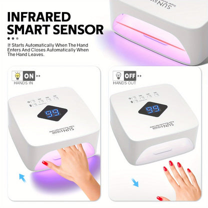 LED Nail Lamp Rechargeable HD Display Smart Nail Dryer Fast Cure All Gel Polish UV Light Cordless Portable Low Heat Mode Home Salon