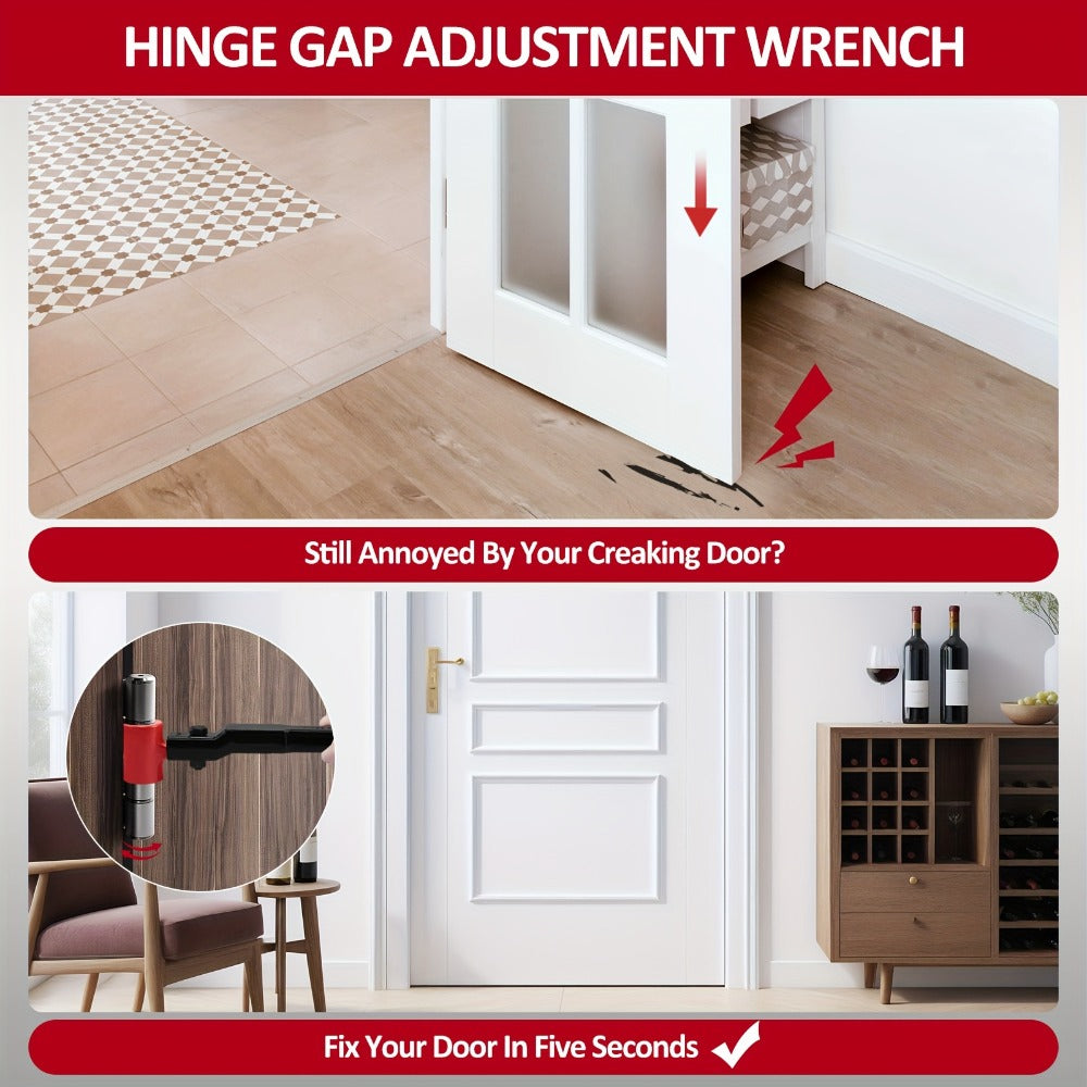 Door Hinge Adjustment Tool Kit 6-in-1 – Heavy Duty Steel Hinge Bender Wrench Set for Precise Door Gap Adjustment