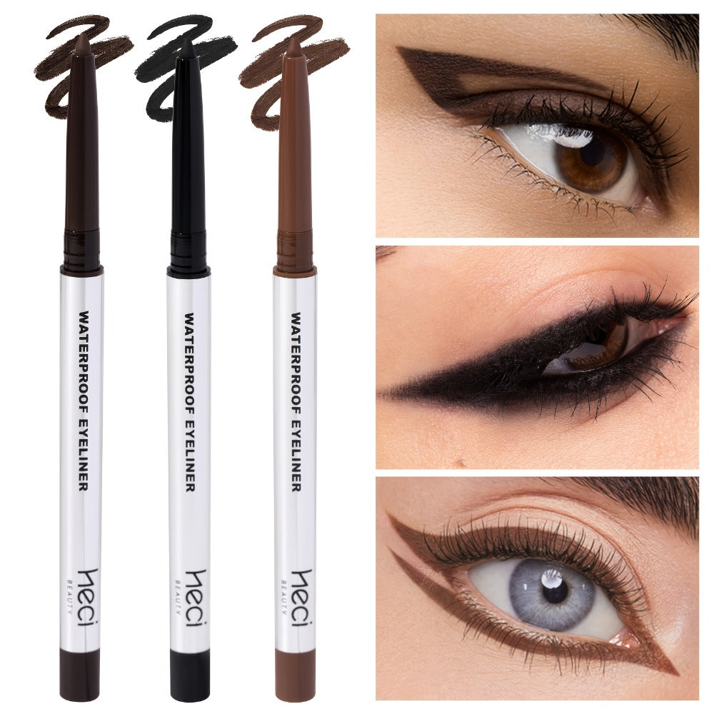 Three-Piece Matte Gel Eyeliner Pencil Set in Deep Brown, Medium Brown and Black for Eye Makeup