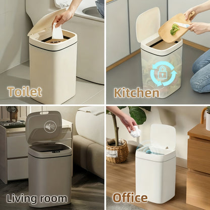 Touchless Trash Can Sensor Lid Hands-Free, Infrared Motion Detection, Battery Powered Cordless