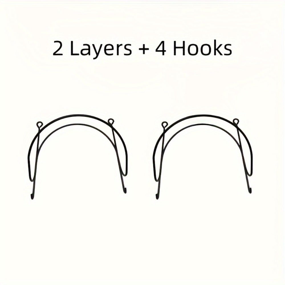 Wall Mounted Towel Rack with Hooks 6pcs Iron Hanging Rack Set Multi-Layer Wall Storage Organizer for Bathroom, Bedroom & Kitchen
