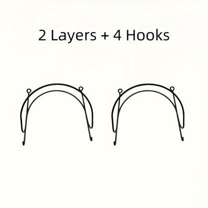 Wall Mounted Towel Rack with Hooks 6pcs Iron Hanging Rack Set Multi-Layer Wall Storage Organizer for Bathroom, Bedroom & Kitchen