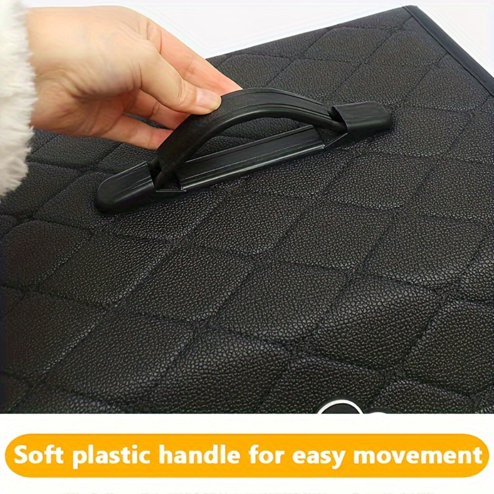 Car Trunk Organizer, Foldable Quilted Lidded Storage Box in Small or Large Size with Black and White Options