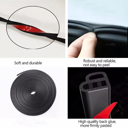 Car Door Seal Strip – 16.73ft Universal Self-Adhesive Rubber Weatherstrip for Noise Reduction & Sound Insulation, Fits Cars, Trucks