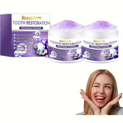 Tooth Mineral Powder with Natural Purple Coating, 2-Pack Remineralizing Tooth Powder for Sensitive Teeth