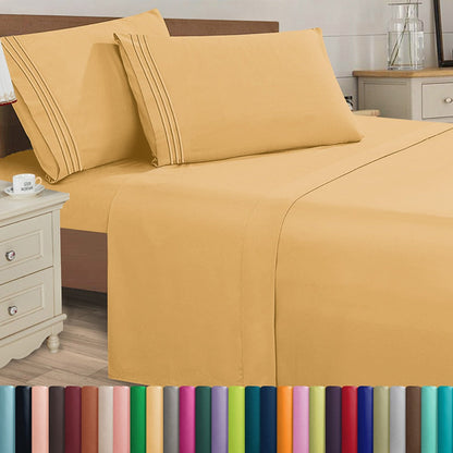 Microfiber Bed Sheet Set 4-Piece Deep Pocket Cooling Sheets Twin Full Queen King Cal King Split King