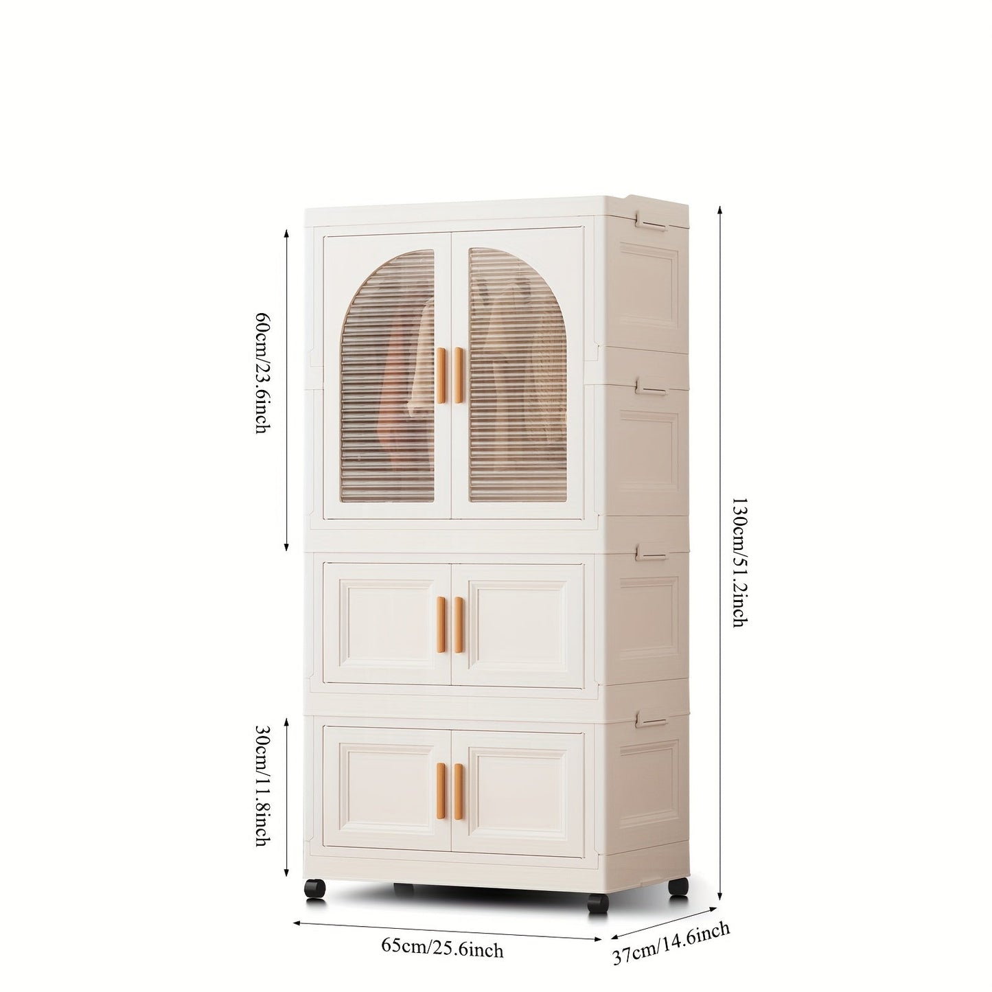 Folding Wardrobe Storage Cabinet on Wheels with Magnetic Door, Hanging Rod & Shelves – 25.6" Wide Portable Closet Organizer