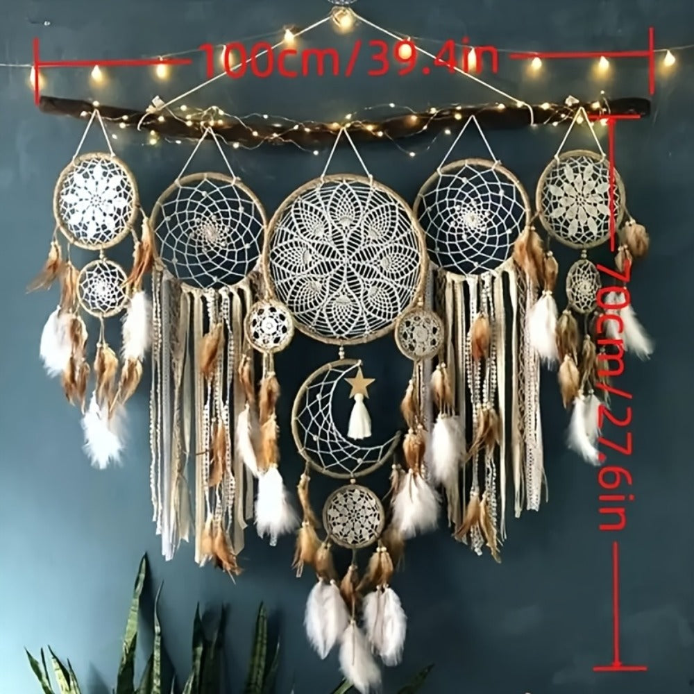 Dream Catcher Wall Decor 5 Pack Large Handmade Boho Dream Catchers Moon Sun Wall Hanging for Entryways, Bedrooms and Living Spaces