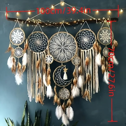 Dream Catcher Wall Decor 5 Pack Large Handmade Boho Dream Catchers Moon Sun Wall Hanging for Entryways, Bedrooms and Living Spaces