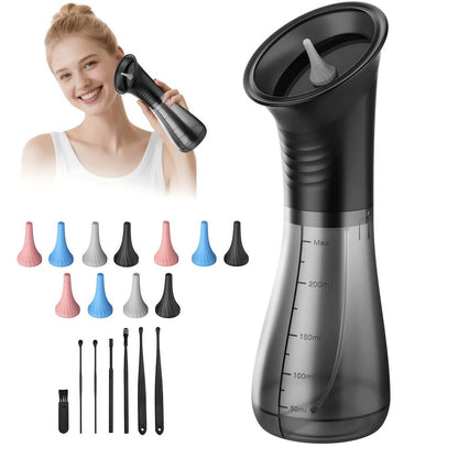 Electric Ear Wax Removal Kit with One-Piece Waste Tank – Water Temperature Sensor, 2000mAh Battery, LED Power Display