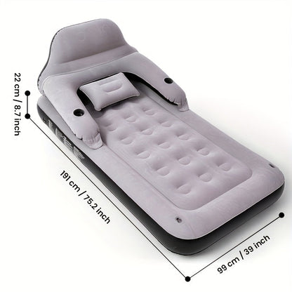 Inflatable Air Mattress with Backrest Pillow & Built-in Pump, Self-Inflating Portable Camping Bed for Outdoor Hiking Travel