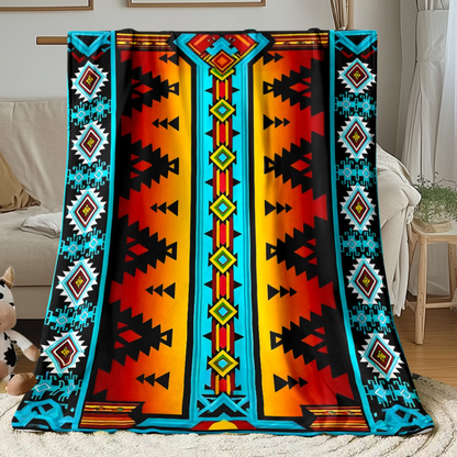 Tribal Pattern HD Print Flannel Blanket 280GSM Throw