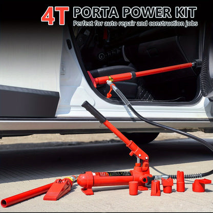 Porta Power Hydraulic Jack Kit 4 / 10 / 20 Ton, High Carbon Steel Body Repair Ram Set for Pulling Pushing Lifting Bending Straightening