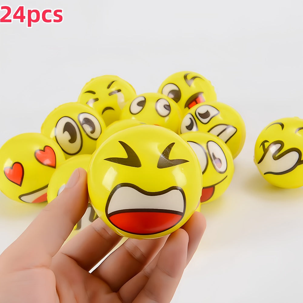 Stress Balls Bulk 24 Pack Mini Squeeze, Funny Emoji Face Foam Stress Toys for Kids & Adults, Classroom Prizes