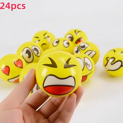 Stress Balls Bulk 24 Pack Mini Squeeze, Funny Emoji Face Foam Stress Toys for Kids & Adults, Classroom Prizes