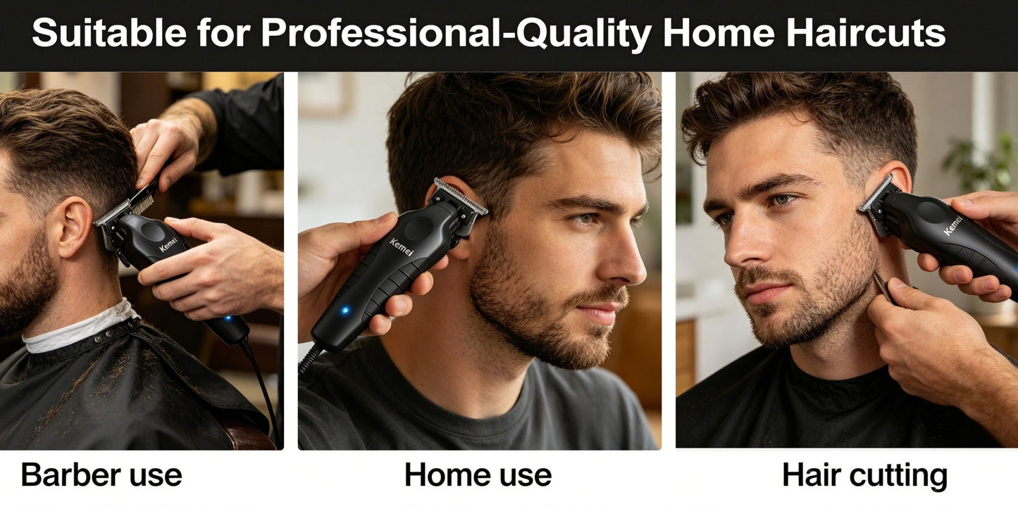 Hair Clipper Kemei KM-2299 Cordless Trimmer with USB Charging, Six Guide Combs and 180-Minute Runtime
