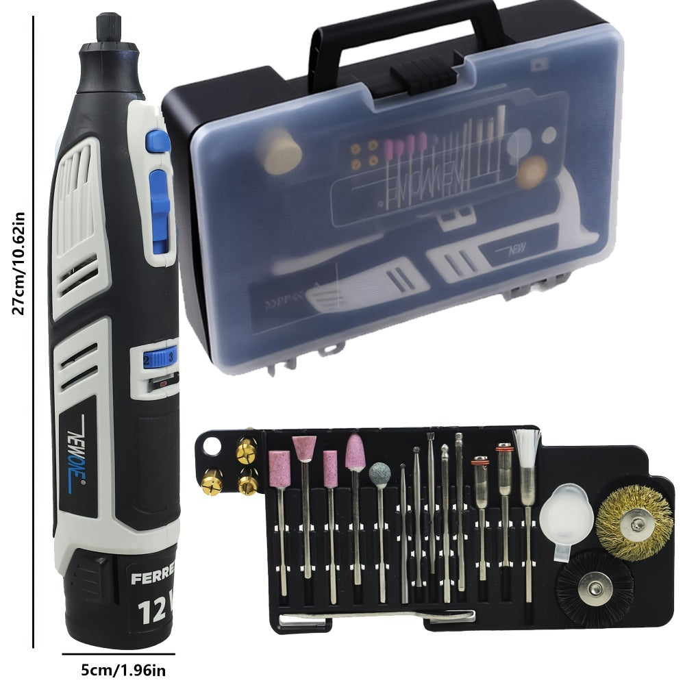 Power Tools NEWONE 12V Cordless Rotary Tool Kit with 2.0Ah Battery, Six Speeds and 48 Piece Accessories