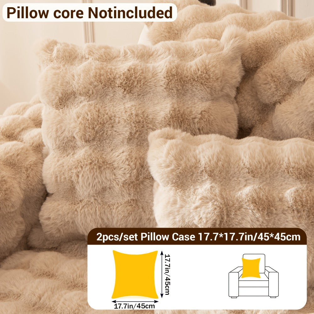 Sofa Cover Bubble Faux Rabbit Fur Panels with Silicone-Dot Backing for Seat, Armrest or Backrest