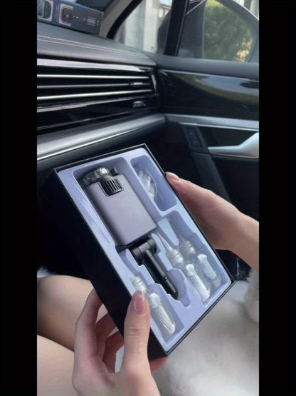 3-in-1 Car Charger, Air Freshener & Starry Sky Ceiling Light – Retractable Type-C & Lightning Cable, Aromatherapy Perfume