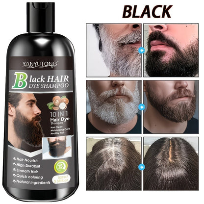 Color Shampoo for Beard & Hair, Natural Plant Dye Formula, Ammonia-Free Quick Gray Coverage