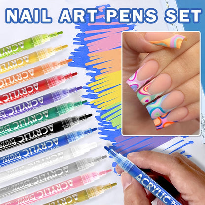 Nail Art Pens 36-Color Acrylic Paint Marker Set with Fine-Liner Tips and Pump-to-Prime Pen Bodies