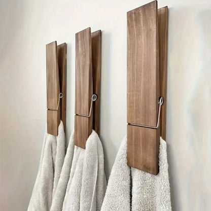 Wooden Clothespins Heavy Duty Laundry Clips – Oversized Clothes Pins for Bathroom, Kitchen & Outdoor Drying, Rust-Resistant Wood Towel Clip