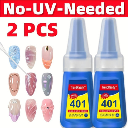 Nail Glue 2 Pack 25g Each Super Strong Waterproof Extra Hold – Fast Drying No Lamp Needed Long Lasting Press On Nail Adhesive for Fake Nails