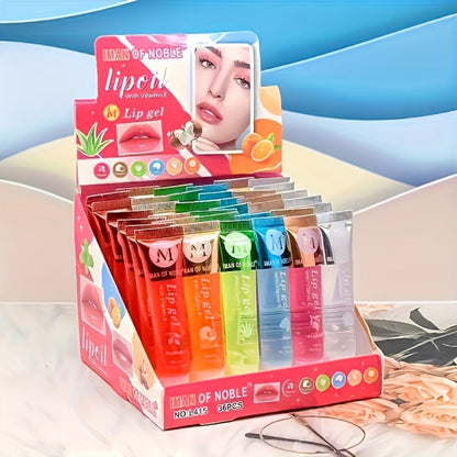 Lip Oil Set 12 Piece Clear Lip Gloss Plant Squalene Plumping with VE Rosehip Argan Mint Aloe, for Makeup, Travel and Everyday Vanity Use