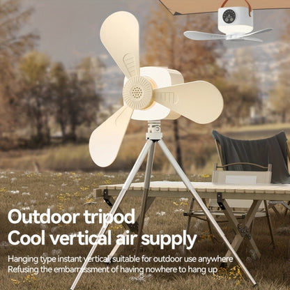 Camping Fan with Light & USB Rechargeable, Portable Outdoor Tent Fan with Tripod Stand, Detachable Blades
