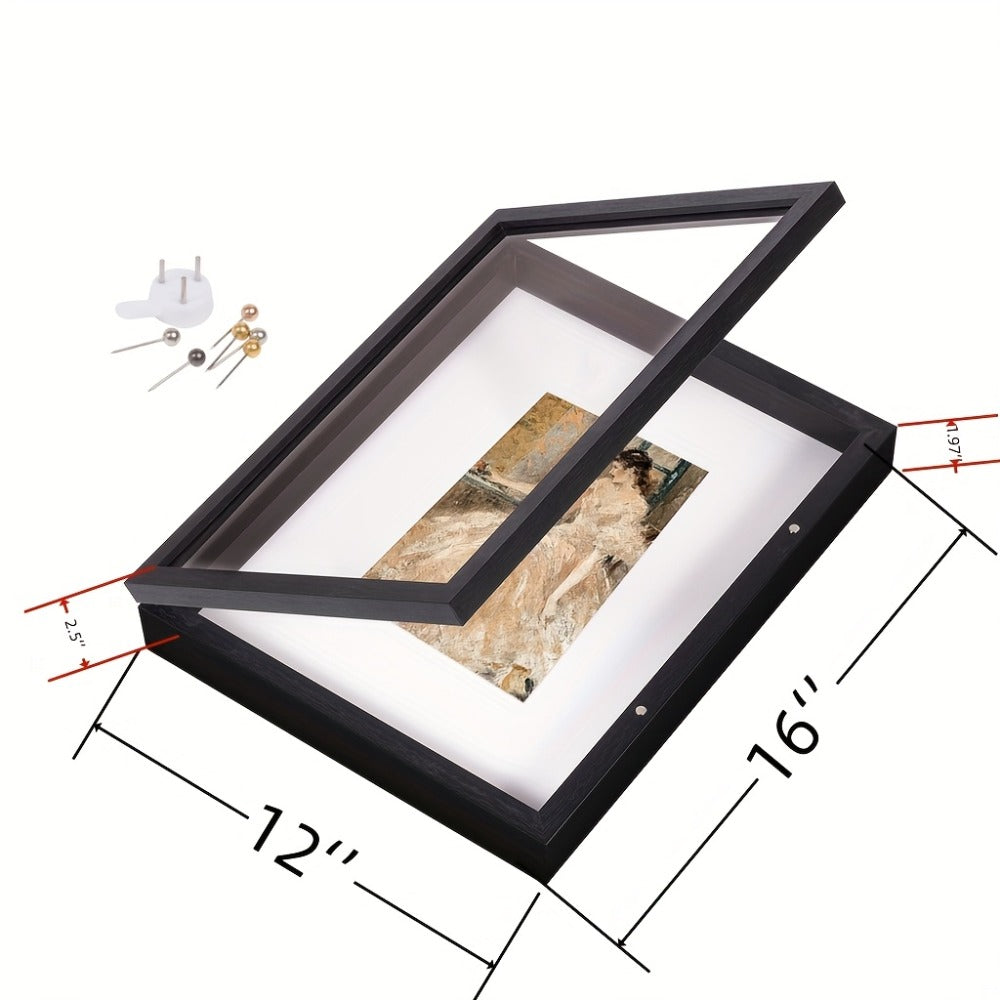 Shadow Box Frame 12x16 – Large Deep Display Case with Plexiglass Cover for Photos, Medals, Flowers, Memorabilia & Keepsakes