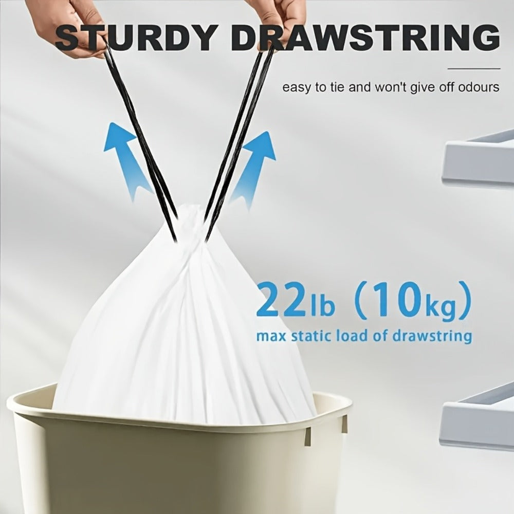 Heavy Duty Trash Bags 13 Gallon 100 Count, 1 Mil Extra Thick Drawstring Garbage Bags, Leak-Proof Tear-Resistant Kitchen Trash Can Liners