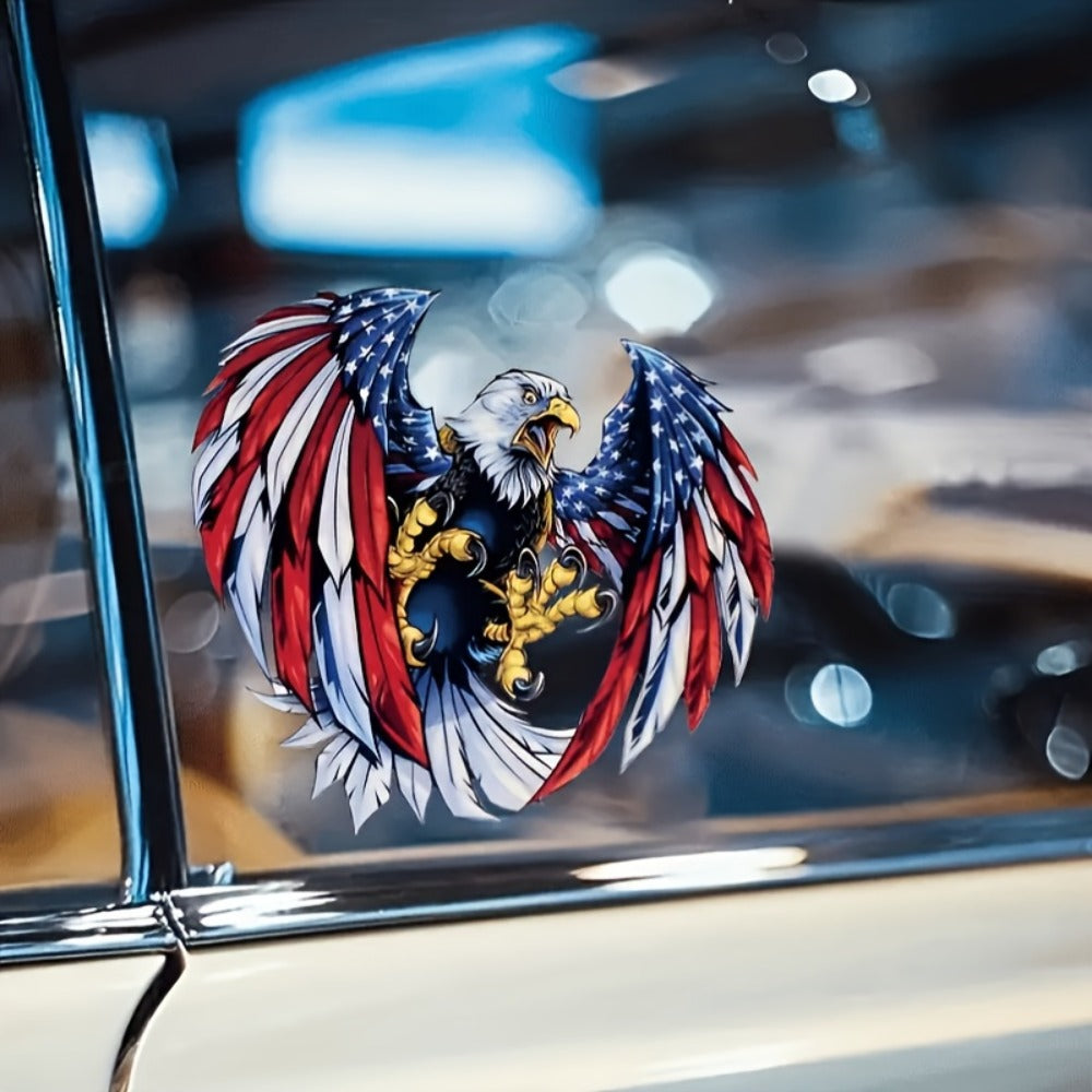 American Flag Eagle Vinyl Decal Four-Pack with 9.84 × 9.44-Inch Graphic for Vehicle Windows and Panels