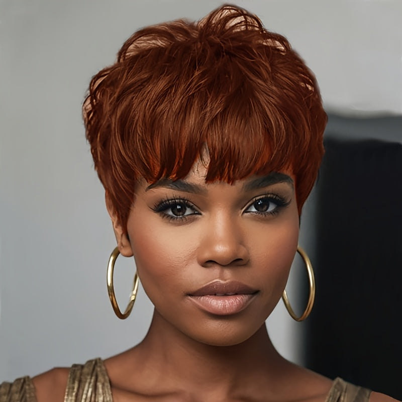 Synthetic Wig 4-Inch Short Body Waves with Full Bangs in Eight Color Options for Costume Looks