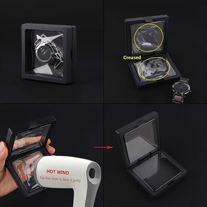 3D Floating Jewelry Display Box Set with Black Frames, Clear Flexible Panels and 30- or 60-Piece Options